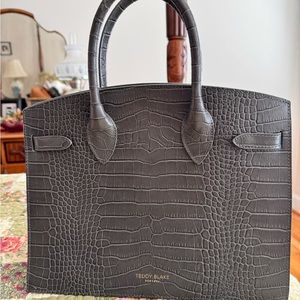 Teddy Blake Kate Gray Crocodile Tote with Brand New Crossbody Strap